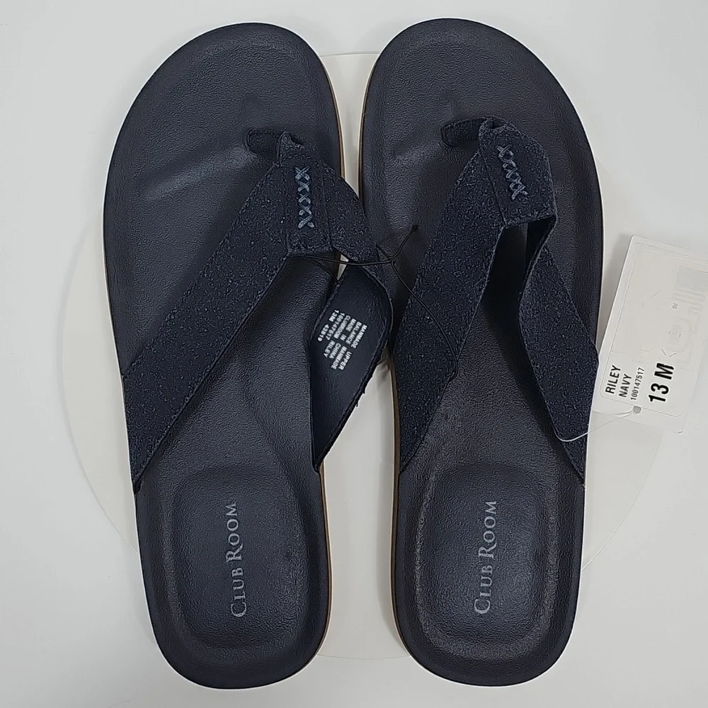 Club Room Riley Flip Flop Sandals Navy Comfort Thong Slides 13M NWT Beach Resort